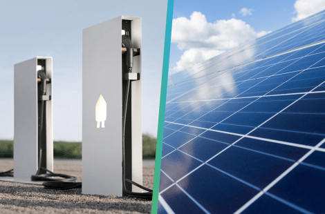 Slimme laadpalen en zonnepanelen: een efficiënte oplossing om overtollige zonnestroom direct te gebruiken voor het opladen van elektrische voertuigen en zo negatieve injectietarieven te vermijden.